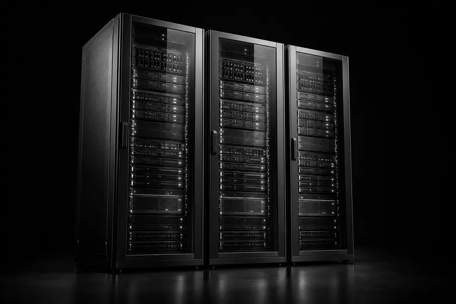 Ilustração de servidores em ambiente de Data Center.